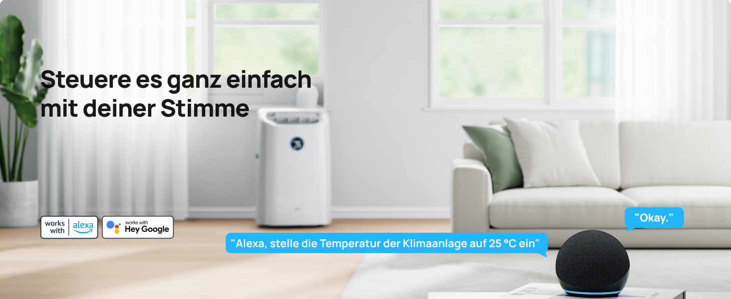 Мобільний кондиціонер Dreo 10000 BTU з охолодженням без дренажу, керуванням через додаток/голос/пульт, таймером 24 год та функцією вентилятора/зневожувача, AC515S