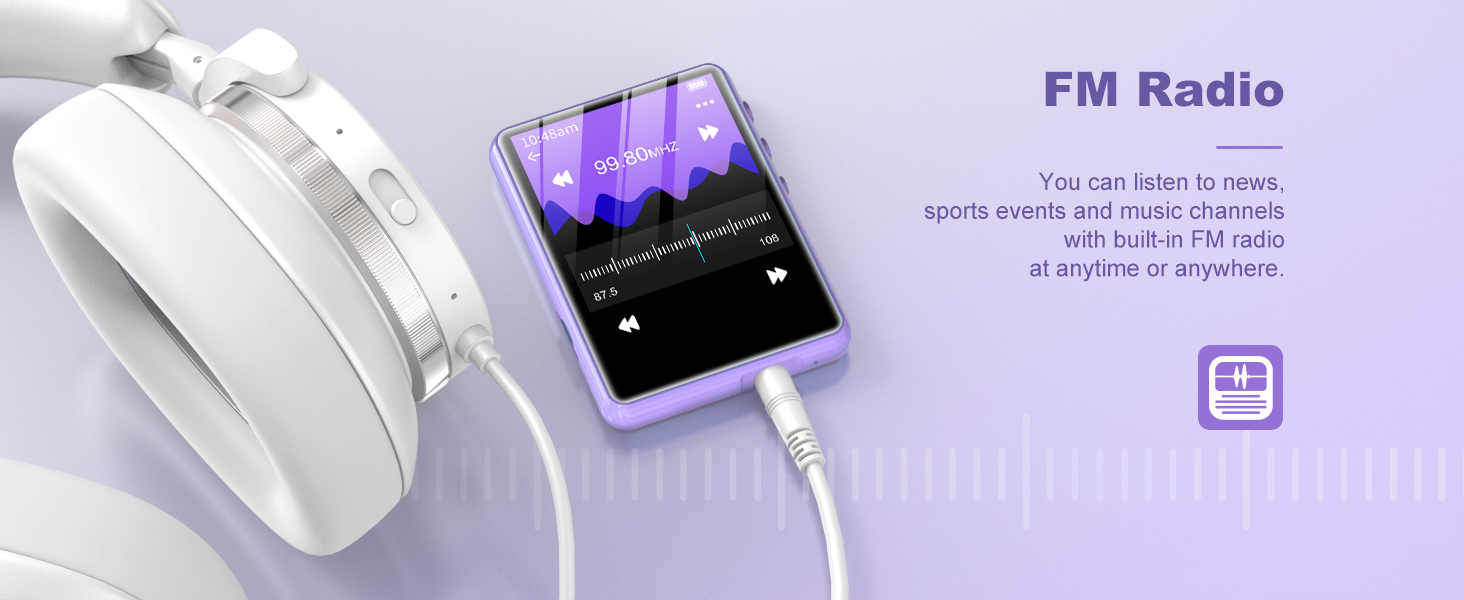 MP3 плеєр SWOFY 128GB Bluetooth 5.3, фіолетовий: музичний плеєр з сенсорним екраном 2.4