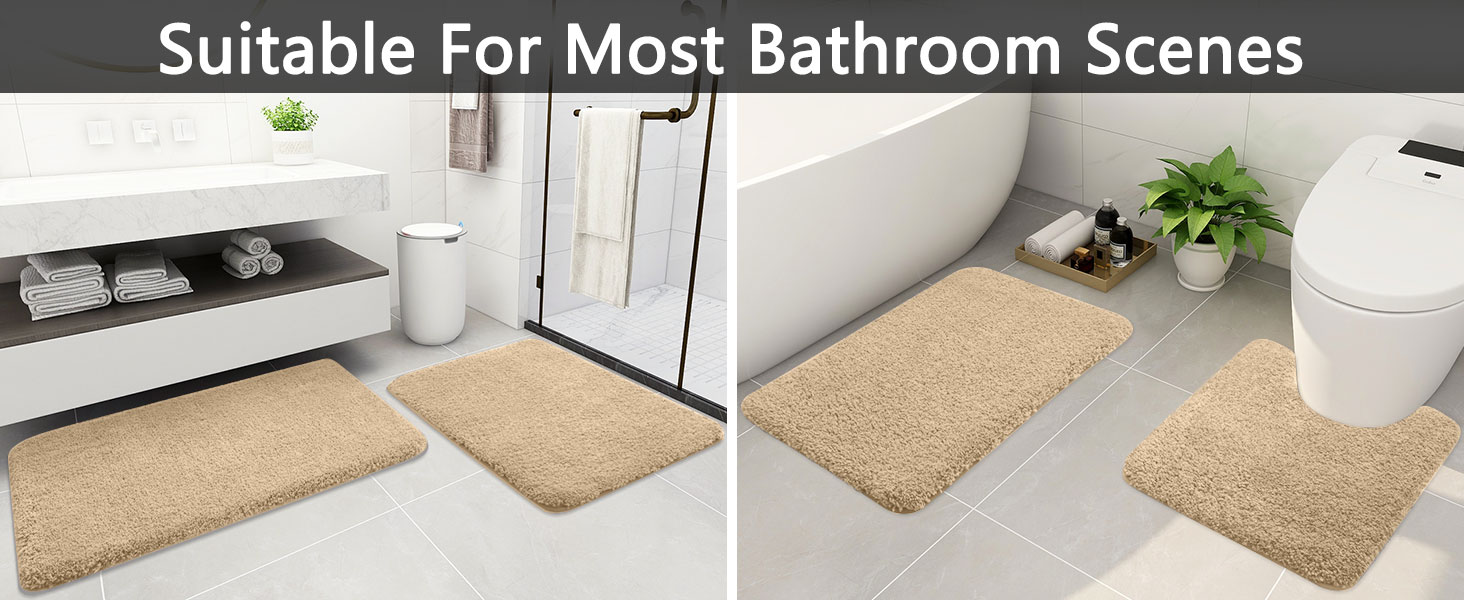 Килимок для ванної кімнати Homaxy: антиковзаючий, м'який, пухнастий, з мікрофібри, 60 x 120 см, бежевий