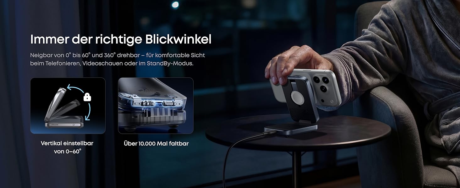 Зарядна станція Anker Prime 3-in-1 Qi2 25W з системою охолодження AirCool, бездротовий зарядний пристрій, чорний