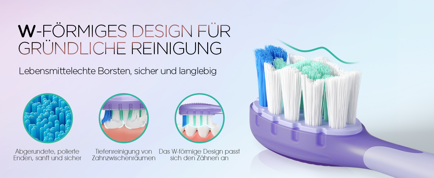 Електрична звукова зубна щітка Ultraschall ET110 (ліловий) - 41000VPM, 70 днів роботи, 6 насадок, таймер, IPX7
