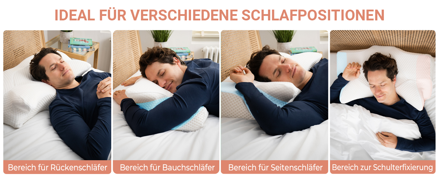 Ортопедична подушка Elviros Memory Foam, ергономічна подушка для шиї, 64x(11,5/13)x40 см (сіра)