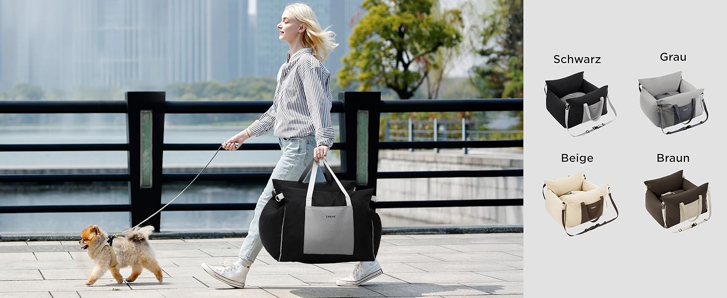 Автокрісло для собак Lesure - чорне, 58x56x33 см, з водонепроникним покриттям та кишенями