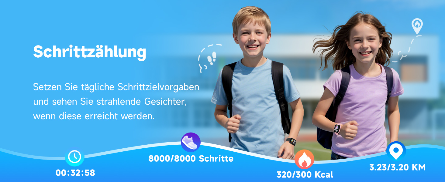 Смарт-годинник BIGGERFIVE для дітей з/без додатку, 1.8' фітнес-годинник, крокомір, пульсометр 24/7, будильник, водонепроникність 30м, монітор сну, пазли-ігри, 100+ циферблати для дівчаток, хлопчиків, підлітків 5–16, чорний