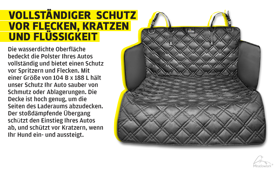 Захист для багажника автомобіля для собак Meadowlark, важкий, водовідштовхуючий, з боковим захистом, чорний. Захищає багажник та бампер від подряпин, шерсті та бруду. Стандартна модель.