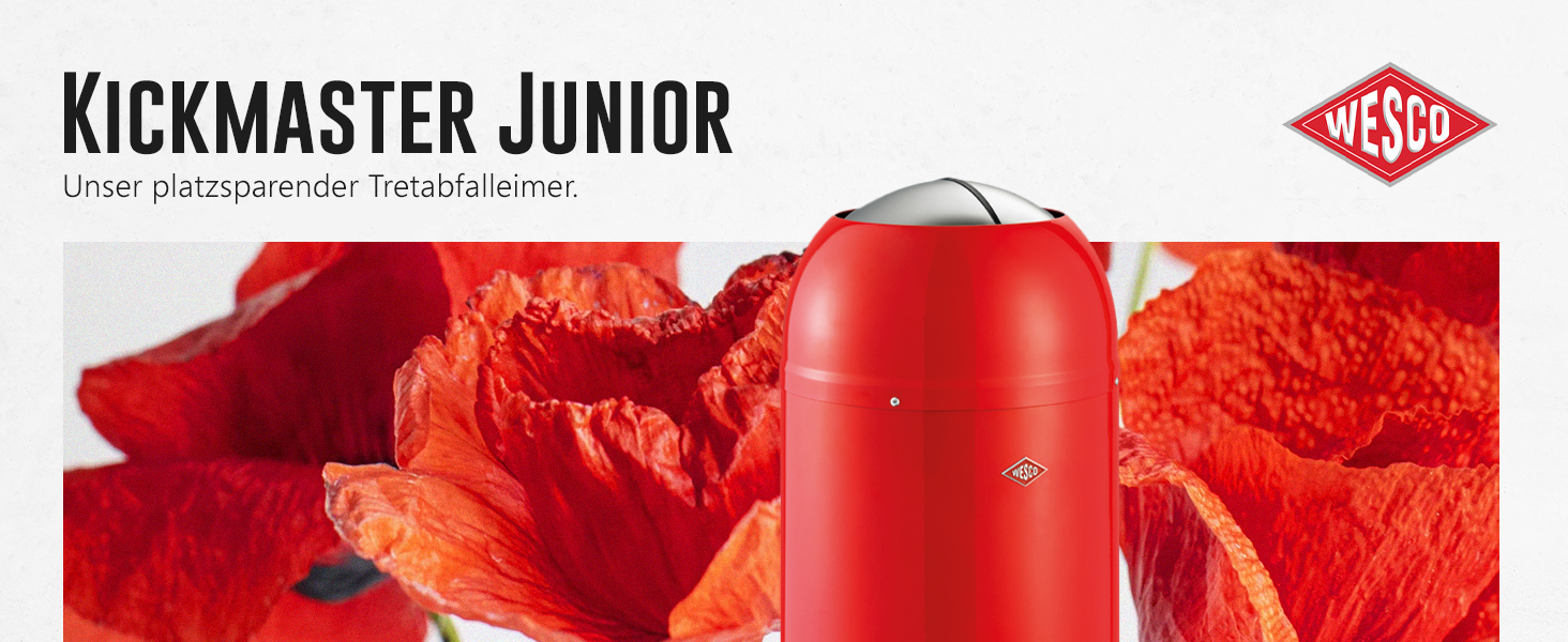 Сміттєвий кошик WESCO Kickmaster Junior з педаллю та демпфером, 12 л, сталевий, червоний
