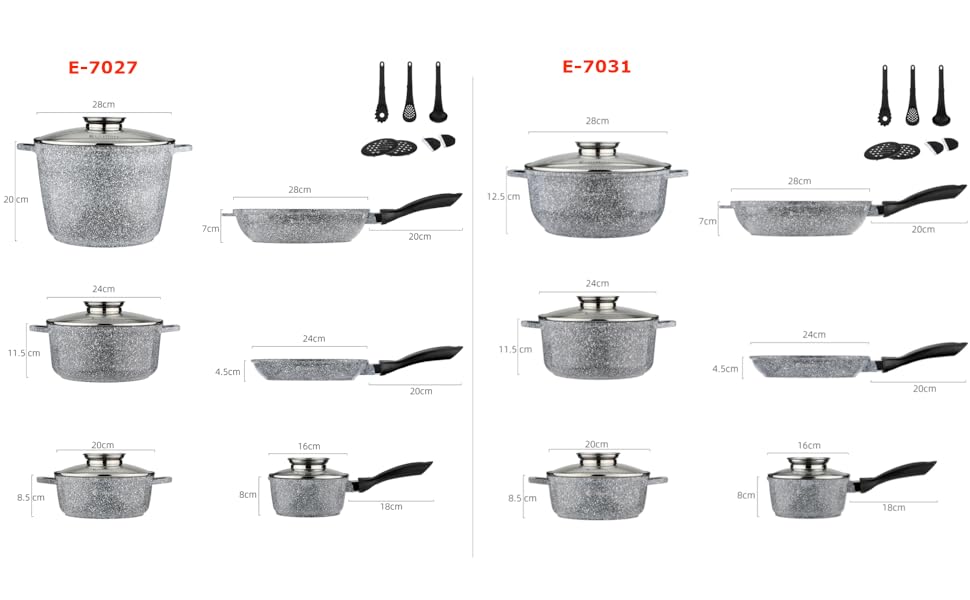Набір каструль та сковорідок EliteHoff 17 предметів з антипригарним покриттям, чорний (E-7026)