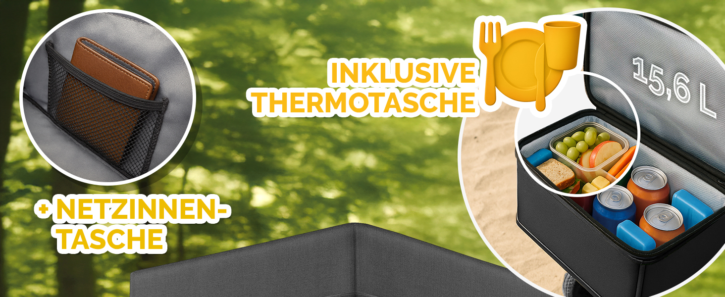 TRESKO® Вагончик-візок складний з дахом, кишеньою-холодильником та бічними шторками | Ручний візок, вантажопідйомність до 150 кг | Візок для перевезення з повного гумового покриття та гальмами (передні та задні) та 3-точкова система ременів безпеки (зелений)