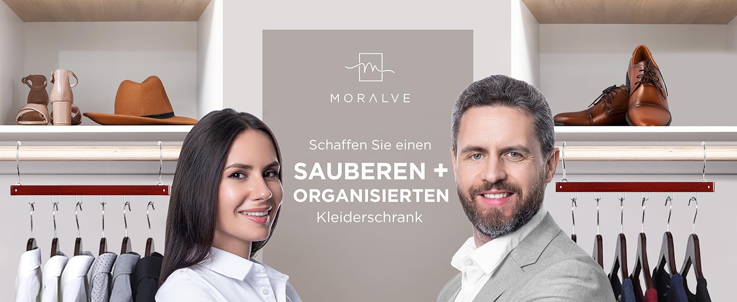 Органайзер для вішаків MORALVE з бука (4 шт) – 6-рівневий, поворотний гак 360°, колір махагон