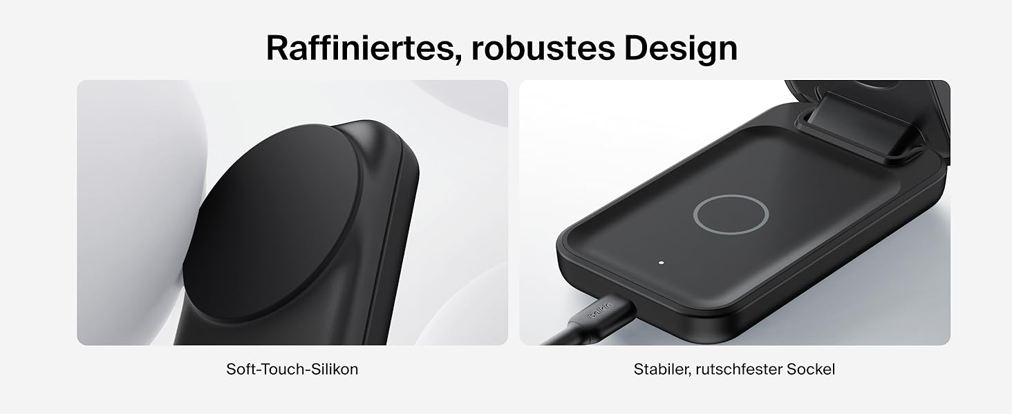 Зарядний станція Belkin UltraCharge 3 в 1 з Qi2.2, 25W, сумісна з MagSafe, для iPhone, AirPods, Apple Watch, Pixel, з адаптером 45W - Чорний