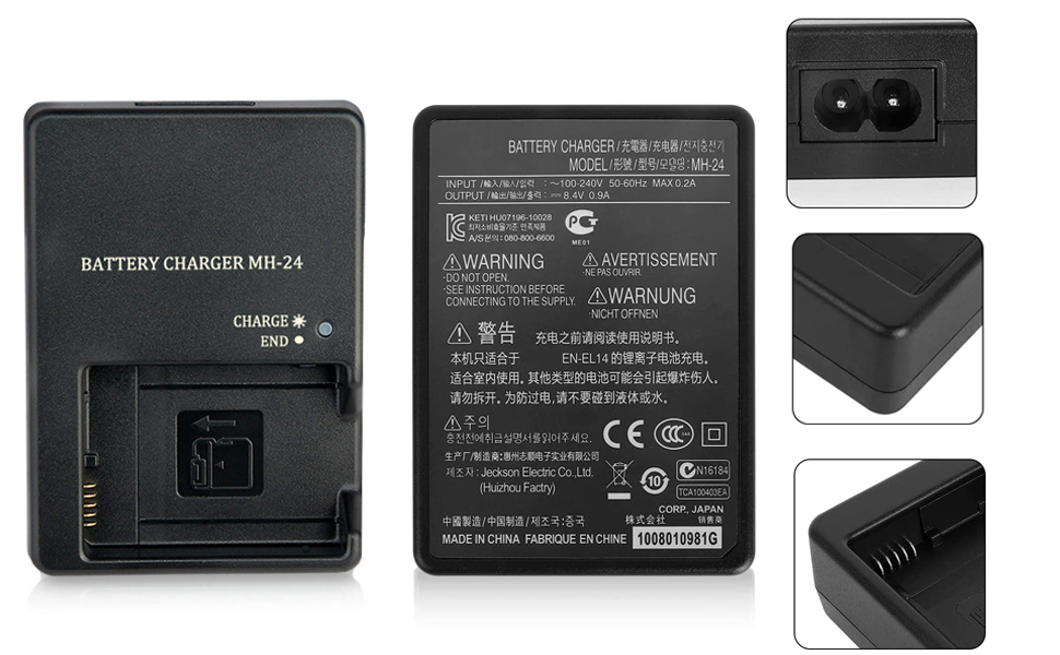 Зарядний пристрій MH-24 для акумуляторів EN-EL14/EN-EL14A (Nikon D3100, D3200, D3300, D3400, D3500, D5100, D5200, D5300, D5500, D5600, P7000, P7100, P7700, P7800, SLR-камери)