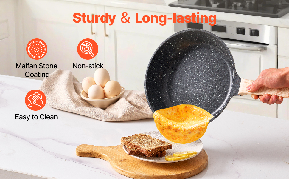 Набір каструль та сковорідок VEVOR з індукційним покриттям (17 предметів) з кришками з термостійкого скла, антипригарне покриття, для кухні, кемпінгу, приготування соусів та тушкування (чорний)