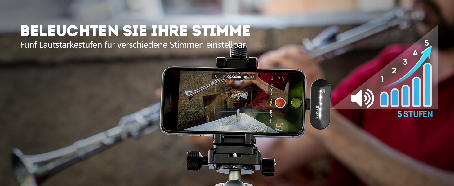 Бездротовий петличний мікрофон SYNCO P2ST для iPhone 15/16/17 та Android, USB-C з зарядним кейсом, Plug and Play, Hi-Fi якість, 2 мікрофони