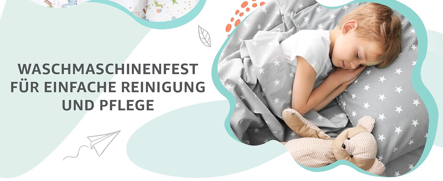 Комплект постільної білизни для дитячого ліжечка 90x120 см з бавовни Kinderbettwäsche - комплект ковдри та наволочок 40x60 см для малюків (хлопчиків та дівчаток). Oeko-Tex, білий з сірими зірками / сірий з білими зірками.