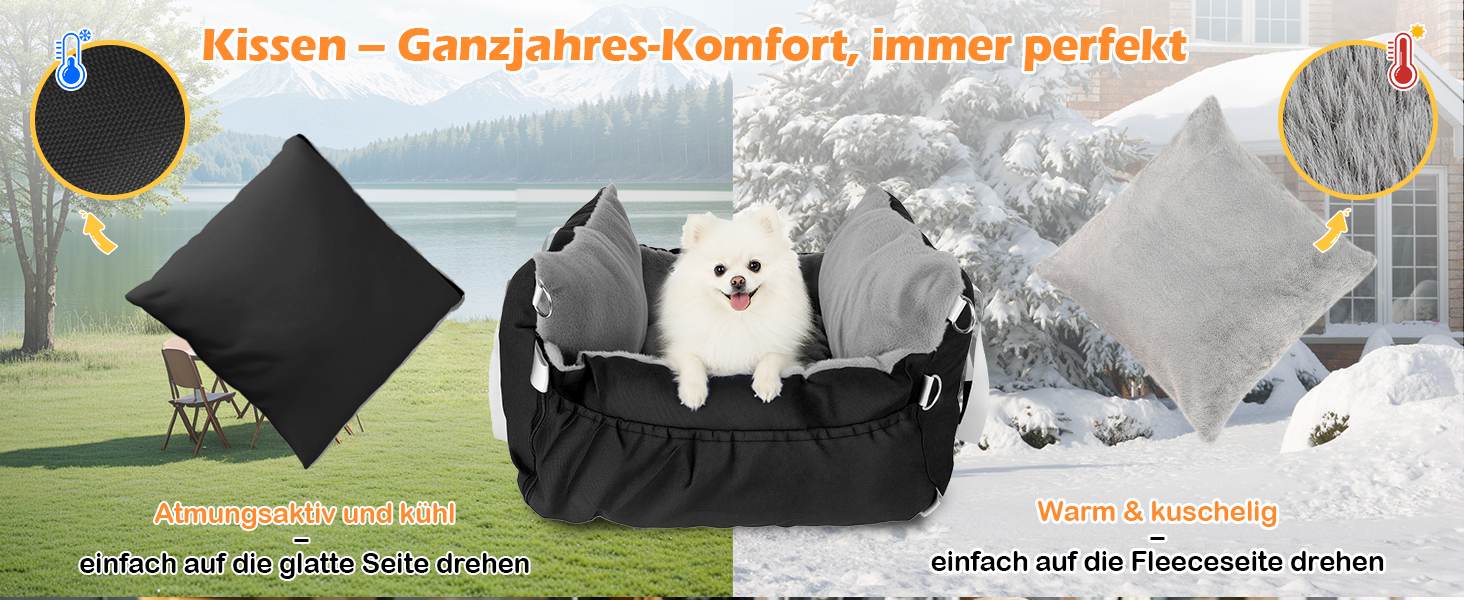 Автомобільний лежак для собак 3-в-1 - переноска, лежак, автокрісло для маленьких собак, чорний