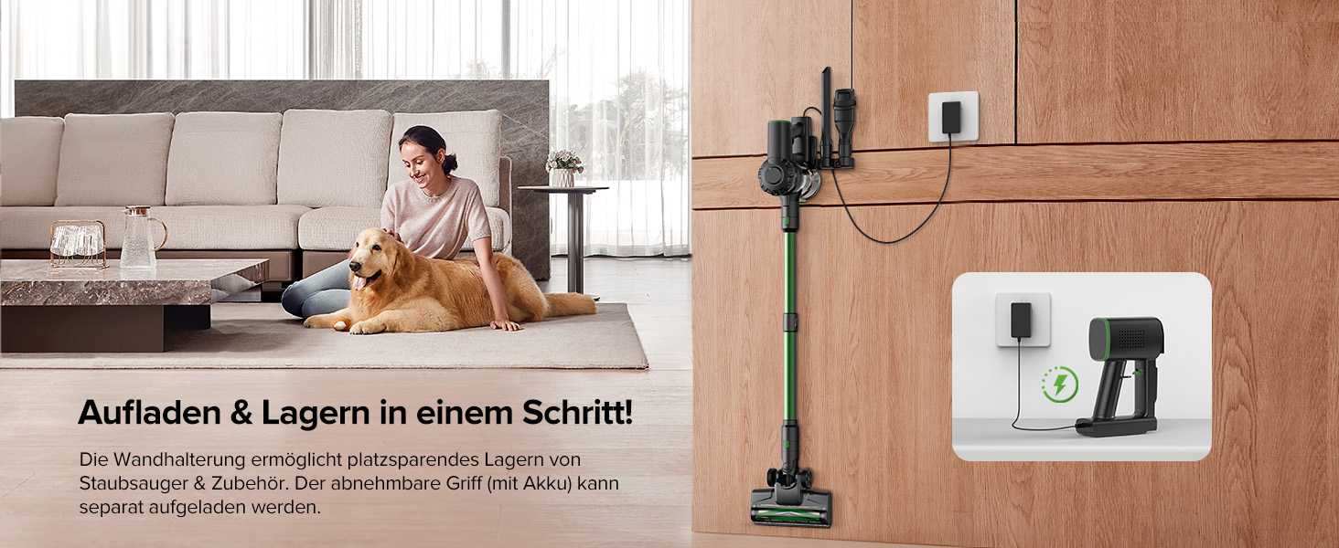 Бездротовий пилосос Vexilar Akku: 60 хвилин роботи, 45 kPa, 550 W, безщітковий мотор, LED дисплей, 6-в-1, тихий, для дому/авто, тверді підлоги, килими, шерсть тварин, зелений