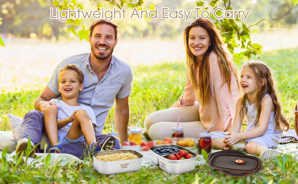 Набір ланч-боксів Kabbas Premium (2 шт.), 1.2L+1.7L, нержавіюча сталь 304, з відділеннями, не протікають, для дорослих та підлітків, легкі, ідеальні для школи, офісу, відпочинку на природі