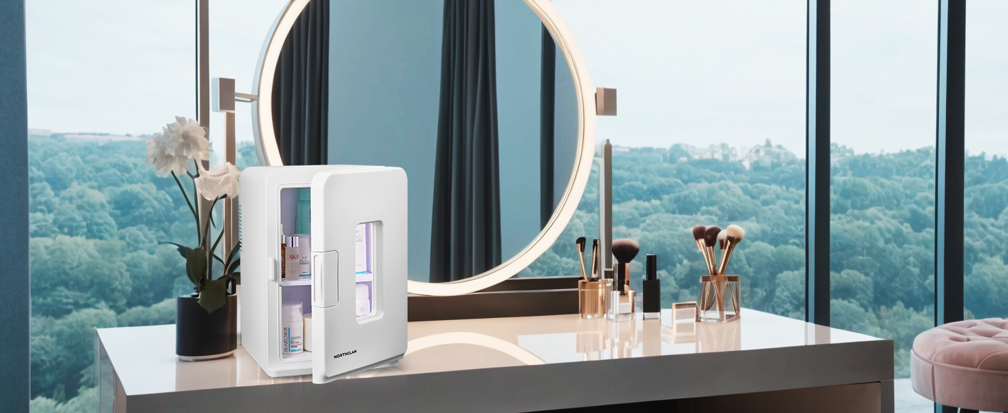 NORTHCLAN Міні холодильник 2в1 15 літрів (21 банка), портативний з охолодженням та нагріванням, 12V/220V для авто, офісу та гуртожитку, чорний, Max & Eco-режим