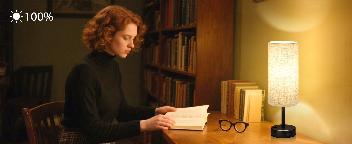 Настільна лампа Kakanuo з торшером, USB-порт, регулювання яскравості, тканинний абажур, для спальні, вітальні, дитячої кімнати, офісу (з лампочкою), білий/бежевий