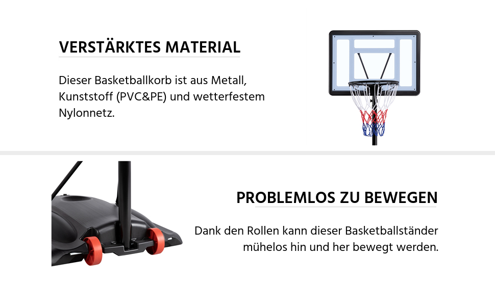 Yaheetech Adjustable Basketball Stand with Wheels - Outdoor Basketball Hoop System
