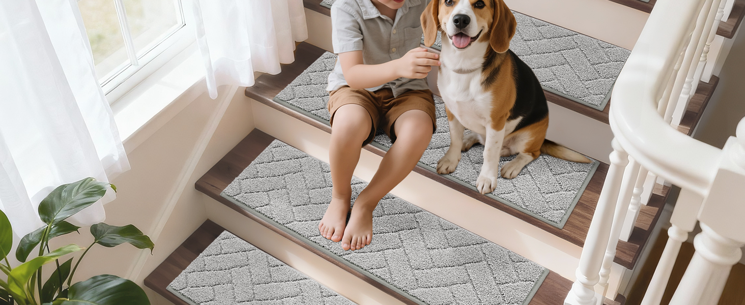 Килимки на сходи BEQHAUSE антиковзні, 22x70 см, сірі (15 шт.) - для дітей, літніх людей, домашніх тварин, машинне прання