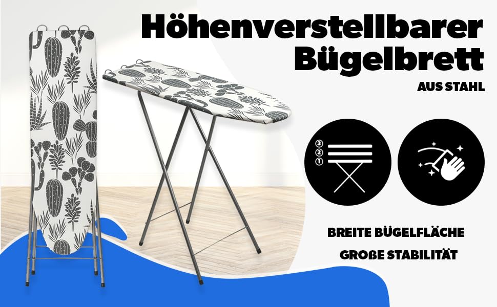 КADAX Регульована гладильна дошка зі сталі, 100x30 см, складана, з покриттям, антиковзні ніжки (білий/сірий)