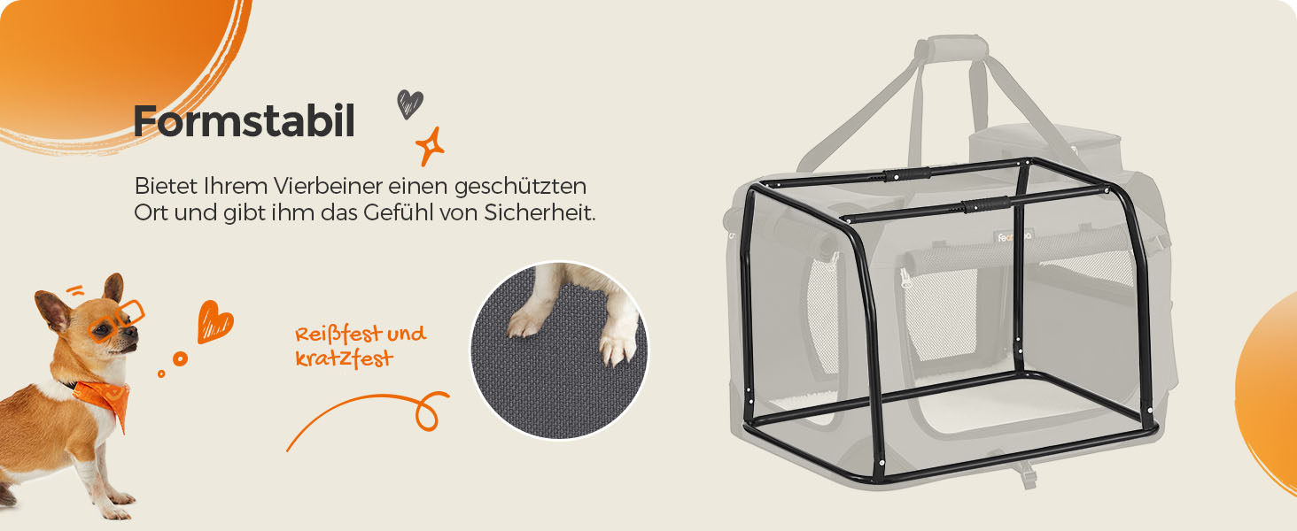 Клітка для собак Feandrea, переноска для собак, середнього розміру, сіра, 60 x 42 x 42 см