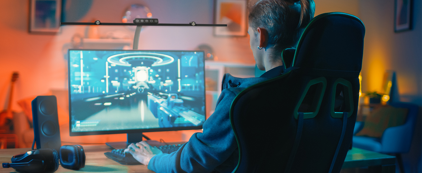 LED лампа настільна Jackyled з 3 регульованими головками, диммер, пульт, для монітора, офісу, майстерні, 5 рівнів яскравості та кольорових температур