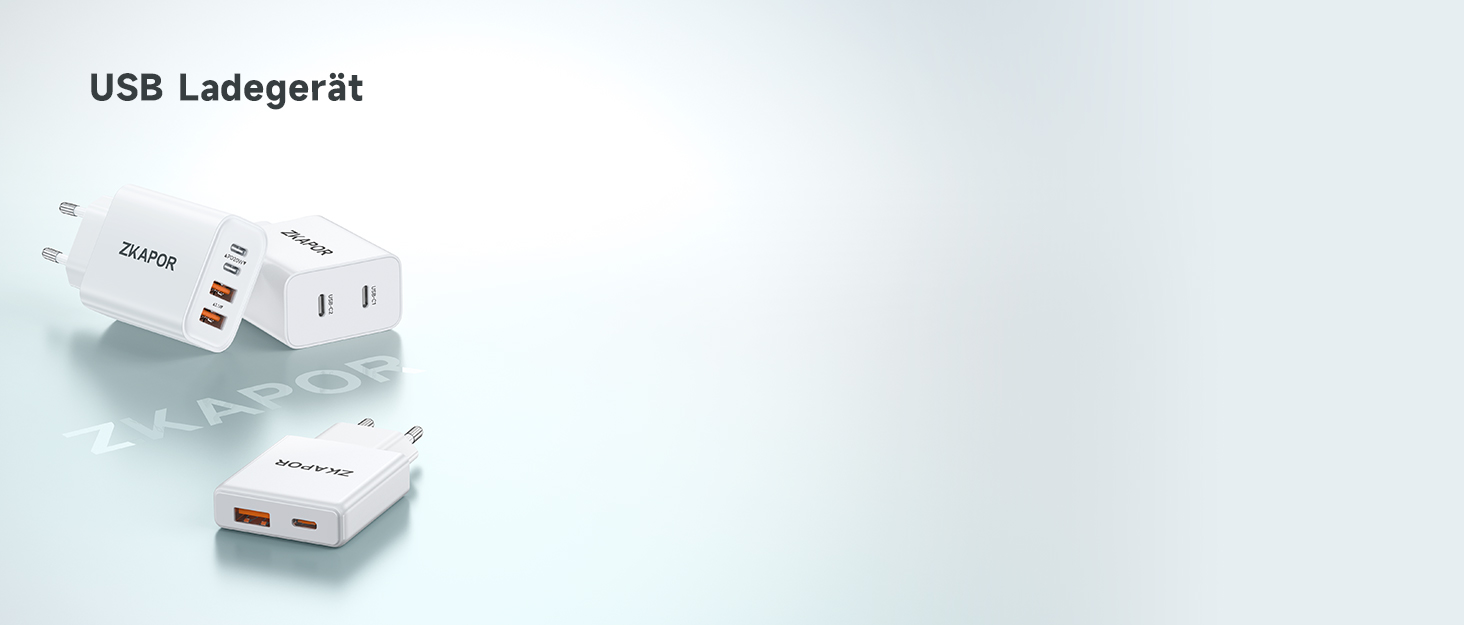 Мережевий адаптер ZKAPOR 40W з 4 USB-портами: швидка зарядка PD+QC для iPhone 16/15/14, Samsung Galaxy, Huawei, iPad
