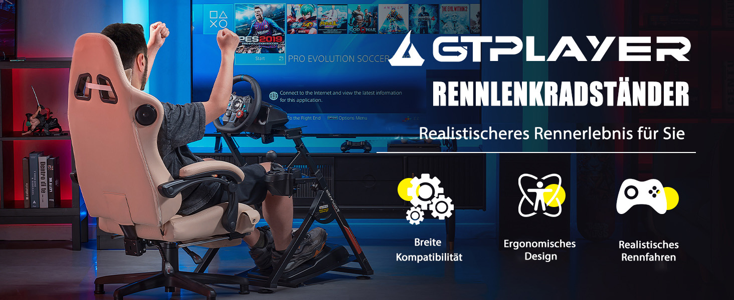 Підставка для керма GTPLAYER для гоночних ігор PS4, Xbox, PC. Регульована, з кріпленням для перемикача передач. Чорний колір