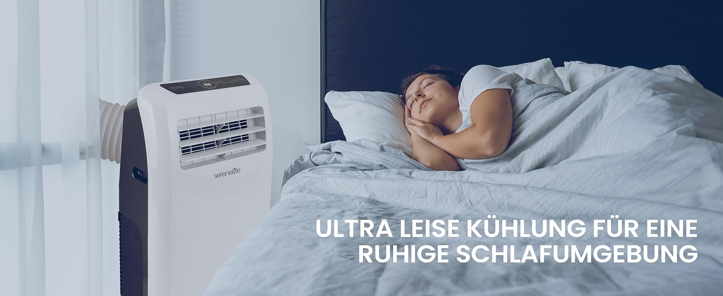 Мобільний кондиціонер SereneLife 9000BTU - 3-в-1: кондиціонер, вентилятор, осушувач повітря. Для приміщень до 42 м², білий.