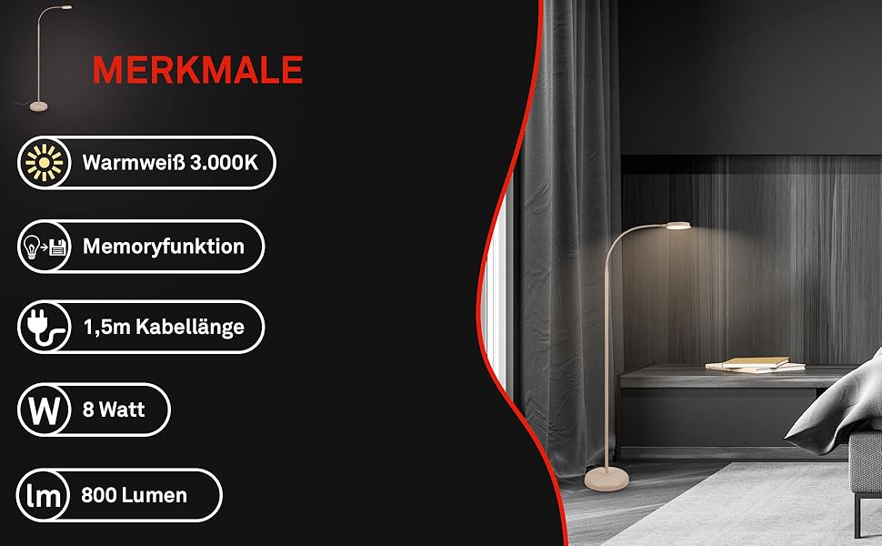 LED лампа BRILONER з сенсорним керуванням, регулюванням яскравості, поворотним кріпленням, для дому, офісу та читання, бежевого кольору, 32,5x13x40 см