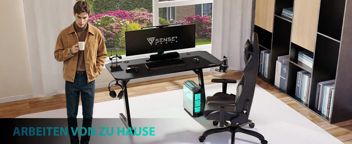 Ігровий стіл SENSE7 Ergonomic для ПК з поверхнею з вуглецевого волокна, 100x50 см, Basic