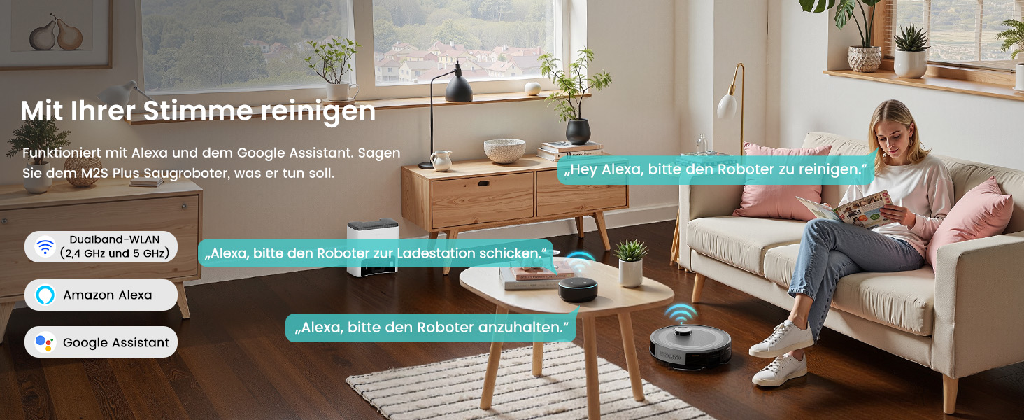 Робот-пилосос LEFANT M1: Мапірування, вологе прибирання, No-Go зони, 5500Pa, керування через додаток/Alexa, білий