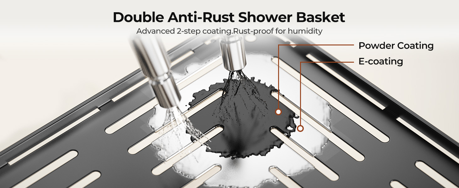 Набір з 3 кутових поличок для душу Orimade, нержавіюча сталь, чорний