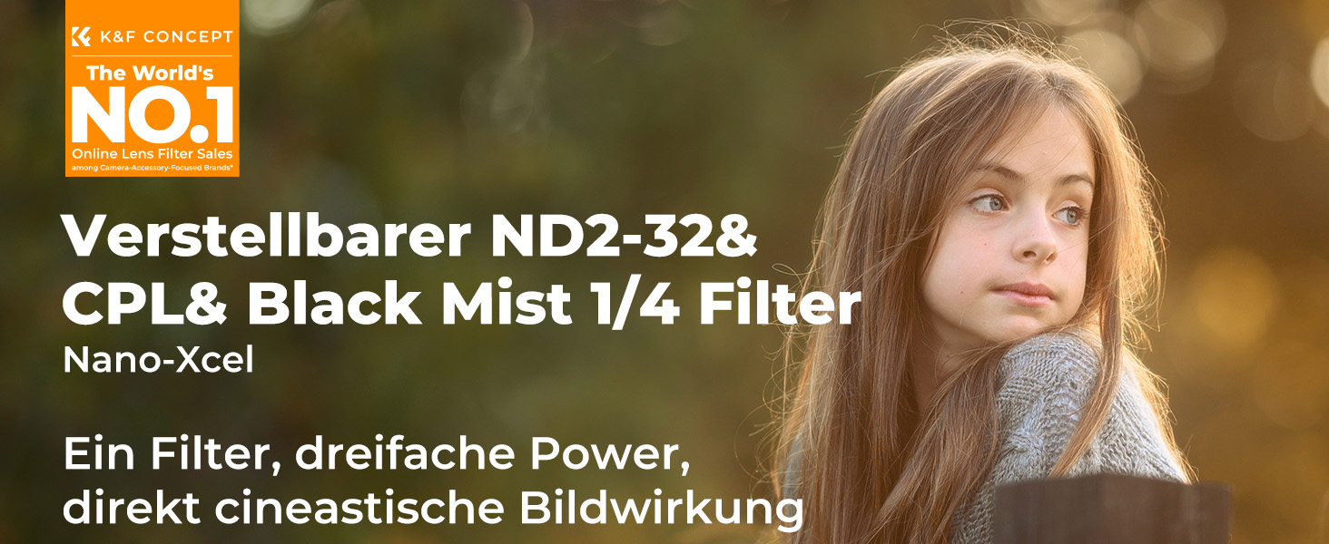 Фільтр K&F Concept 82mm 3-в-1: ND2-32, CPL, Black Mist (1/4) з багатошаровим покриттям Nano Xcel для відео та портретів