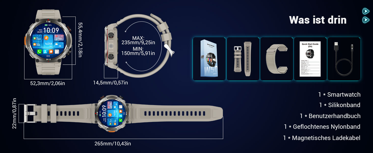 Смарт-годинник Blackview IP68: Компас, 100 днів автономії, Bluetooth-дзвінки, моніторинг серця та сну, 100+ режимів спорту, сумісний з Android/iOS, чорний