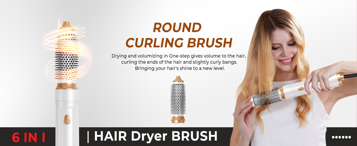 Набір для укладки волосся Pro Hairstyler 6 в 1: фен-щітка, локони, об'єм, сушка, випрямлення | Atopskins | 1000W