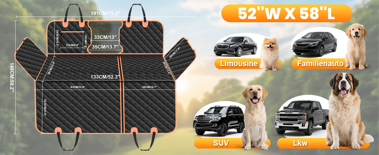 Автомобільна захисна накидка на заднє сидіння для собак, 600D, водовідштовхувальна, стійка до подряпин, з боковими захистами та оглядовим вікном, універсальна, для собак