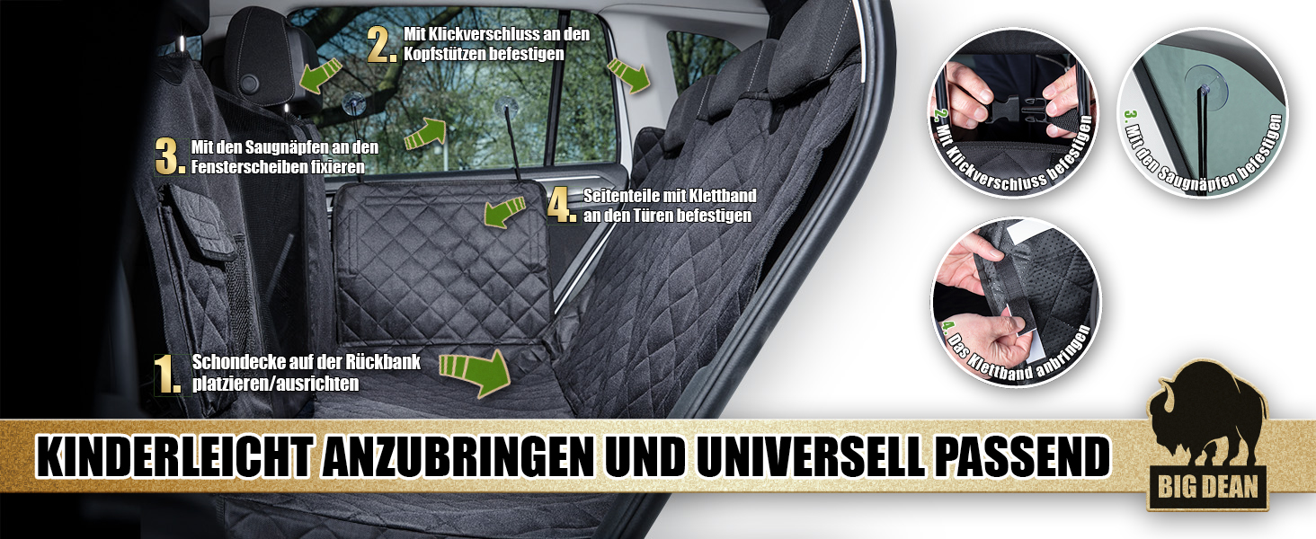 Захисна накидка на заднє сидіння автомобіля BigDean Premium - водовідштовхувальна, для собак, універсальна