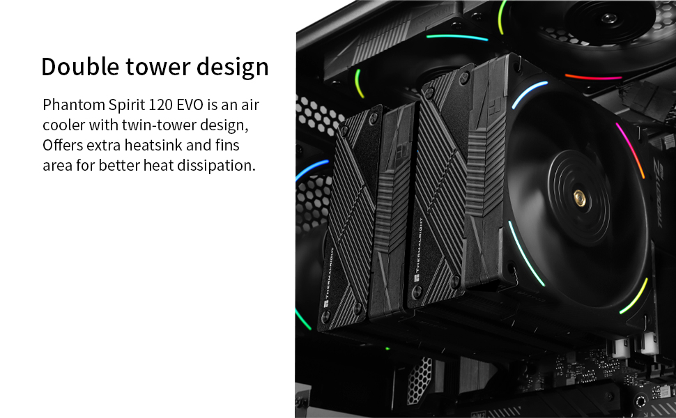 Thermalright Phantom Spirit 120 EVO - кулер для CPU з 7 heatpipes, 2 вентилятори 120mm, технологія AGHP 4.0, під AMD AM4/AM5 та Intel 1700/1851/1150/1151/1200