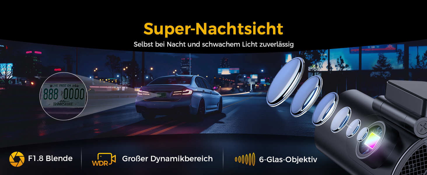 Відеореєстратор GKU Dashcam Auto: 4K+1080P, WiFi 2.4/5GHz, SD 64GB, Паркувальний режим, Нічне бачення, WDR, 170° Кут огляду, G-сенсор, Циклічна запис, Керування через APP, Чорний