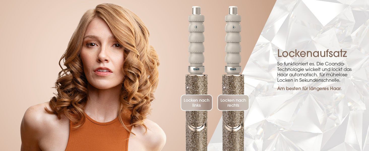 Фен-щітка Shark FlexStyle Sparkle Limited Edition Gold Diamond 5-в-1 з набором насадок (локон, щітка-гребінець, овальна, концентр., дифузор), HD446JSEU