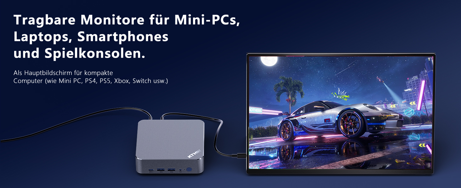Портативний монітор 16 дюймів 1200P 165Hz 450Nits 100% sRGB з Smart Cover, для ноутбука PC Xbox PS4 PS5 Switch, чорний
