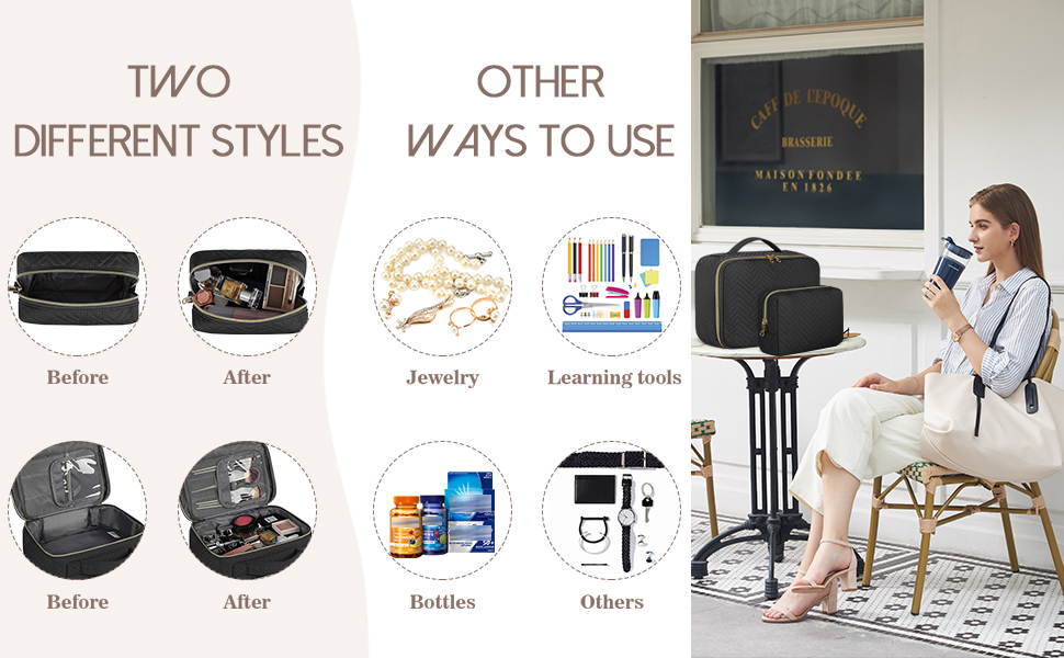 Косметичка-органайзер для косметики та аксесуарів IGOLUMON, 2 шт., чорна, для подорожей