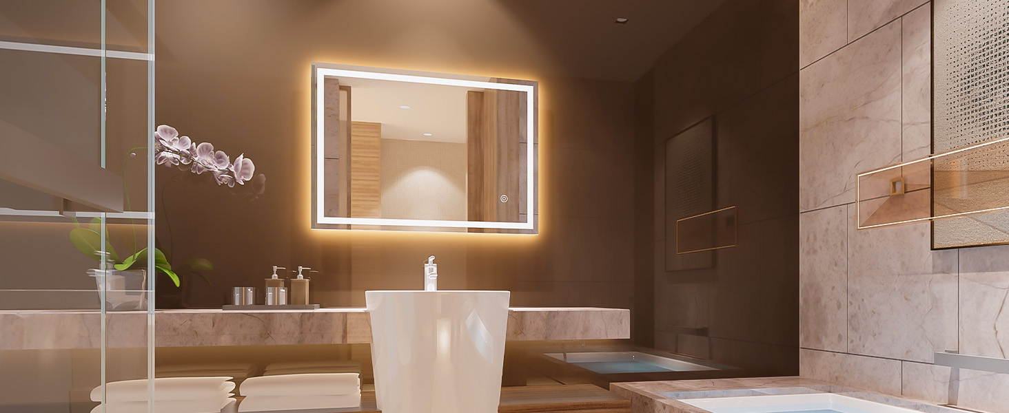 Дзеркало для ванної кімнати з підсвічуванням LED, 50x70 см, сенсорне керування, протитуманне покриття, 6400K, енергозберігаюче