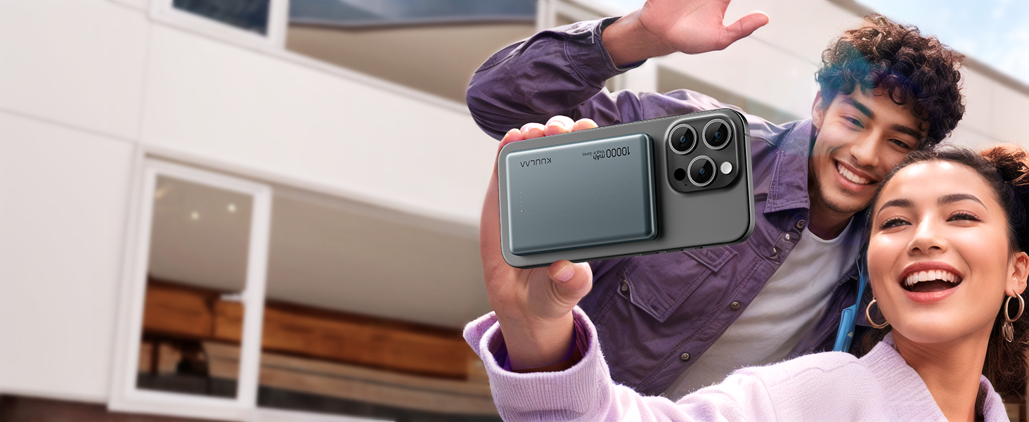 Power Bank Kuulaa MagSafe 10000 mAh 20W, Тонкий Пауербанк для iPhone 16/15/14/13, Колір Space Grey