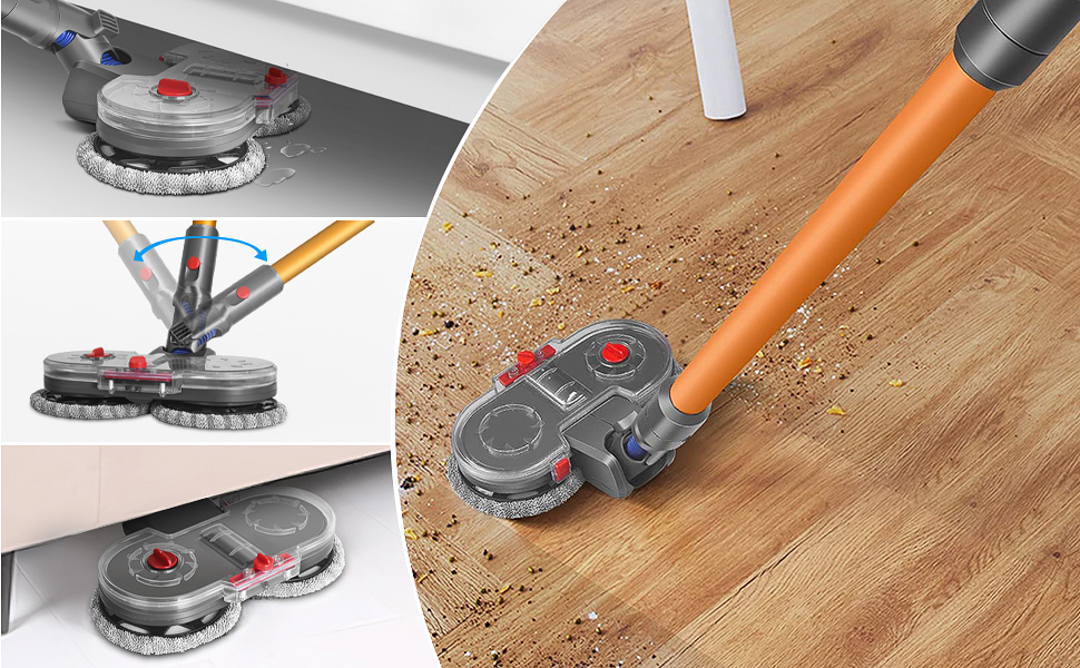Електричний насадка для миття підлоги DrRobor для Dyson V12 Detect Slim, знімний бак для води та 12 змінних моп-насадок