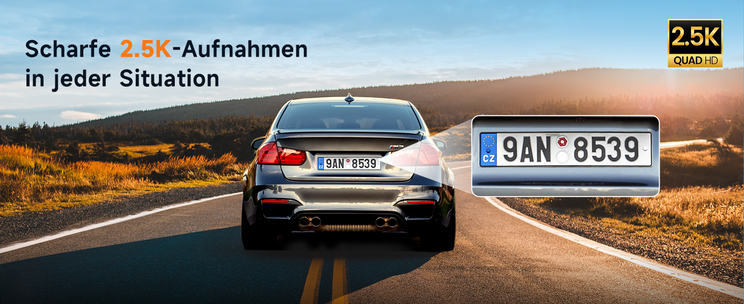 Відеореєстратор Veement Dashcam Auto Vorne 2.5K з WiFi, 1440P, 32GB SD, ParkWatch, Нічне Бачення, G-Sensor, Loop, APP, Чорний