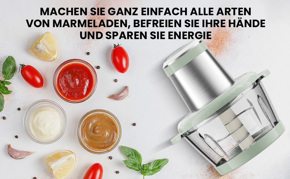 Електричний подрібнювач для кухні ESoundvol 400W з чашею 2л та 4 лезами з нержавіючої сталі для м'яса, овочів, горіхів, дитячого харчування